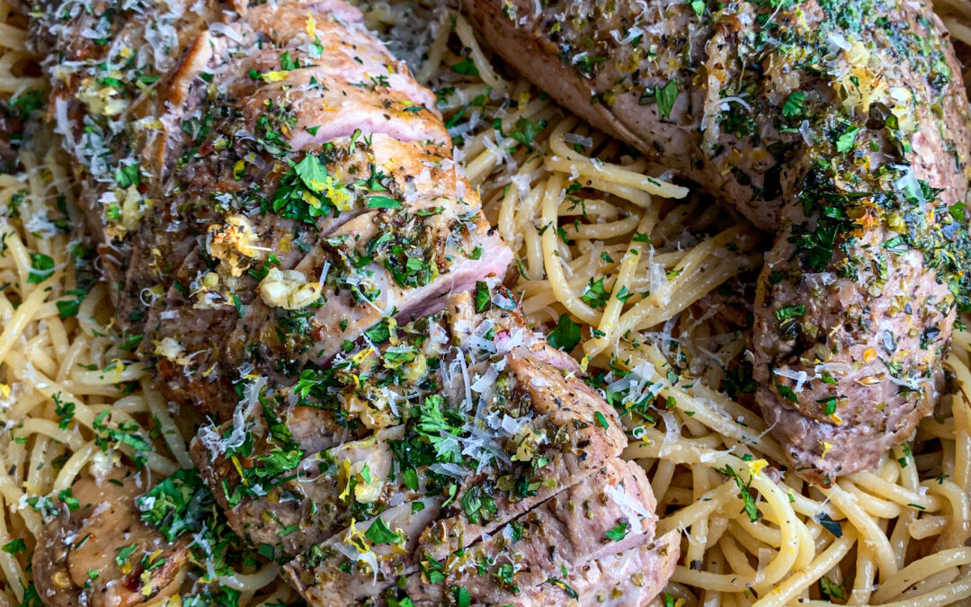 Garlic & herb baked pork tenderloin