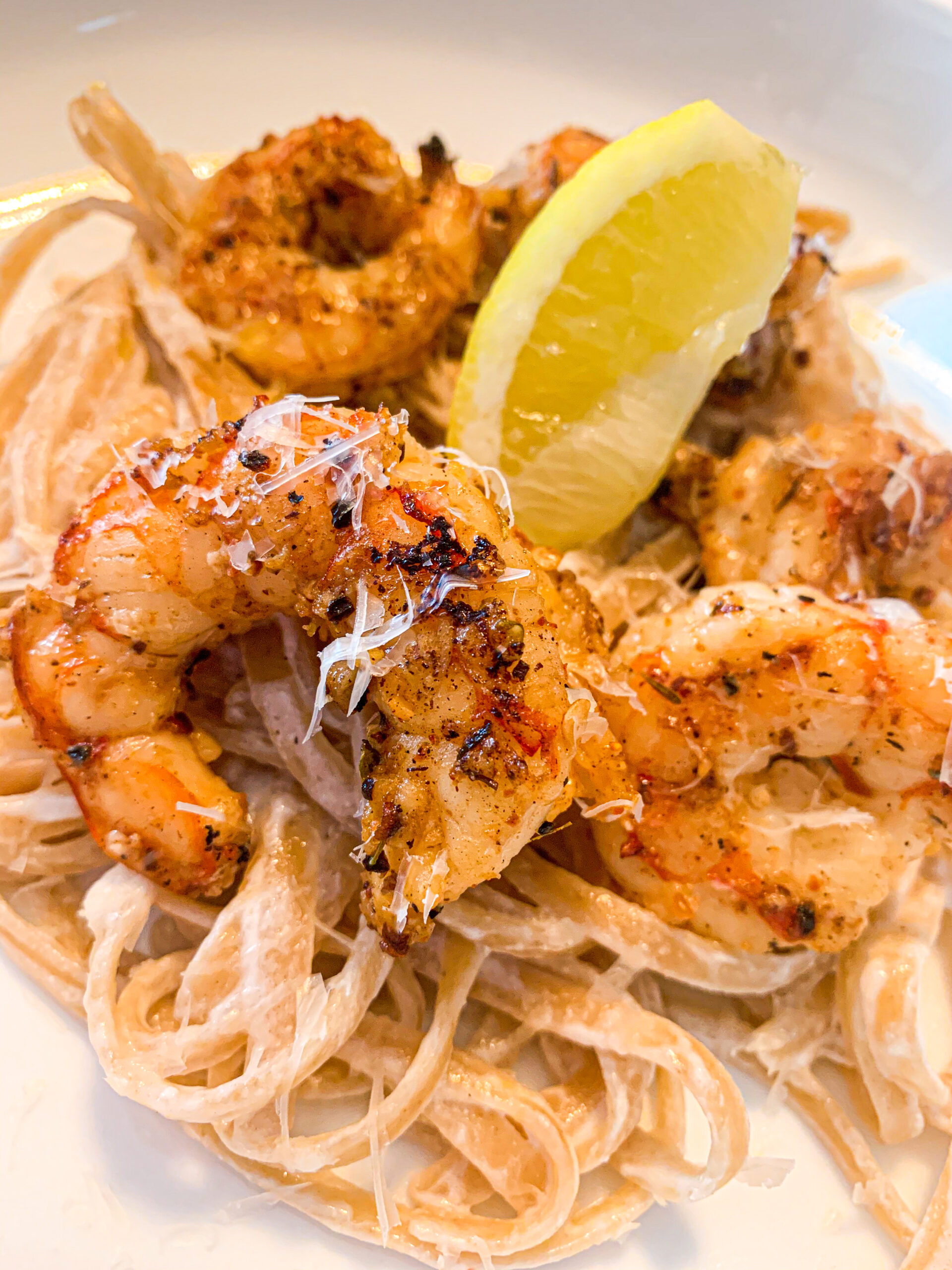 Blackened Shrimp Linguini with Garlic Coconut Cream Sauce