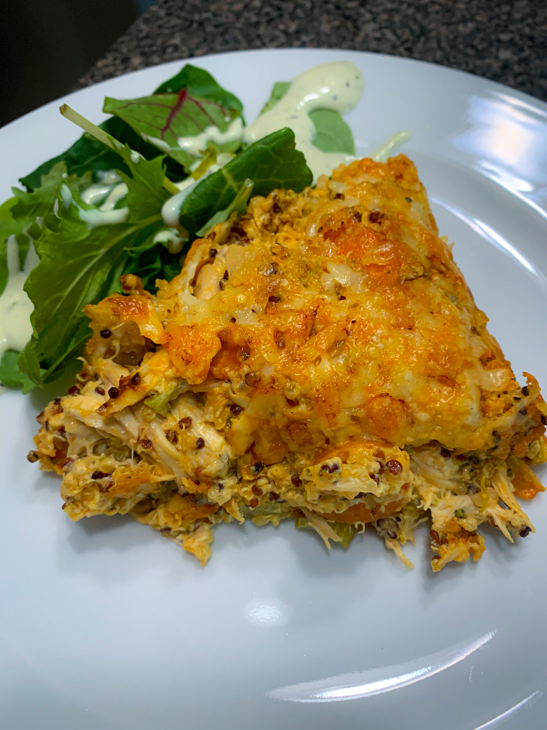 Buffalo chicken quinoa casserole