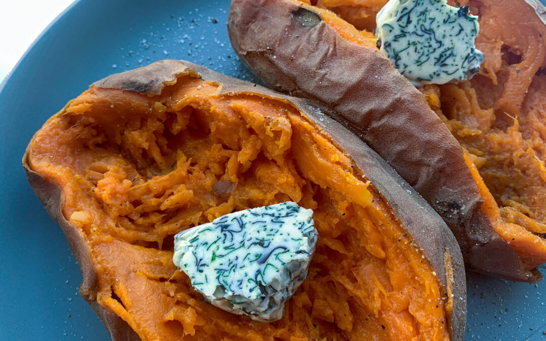 InstantPot Sweet Potatoes with Compound Herb Butter