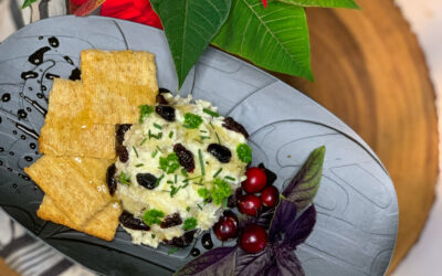 Honey Lemon Artichoke Dip with Dried Cherries