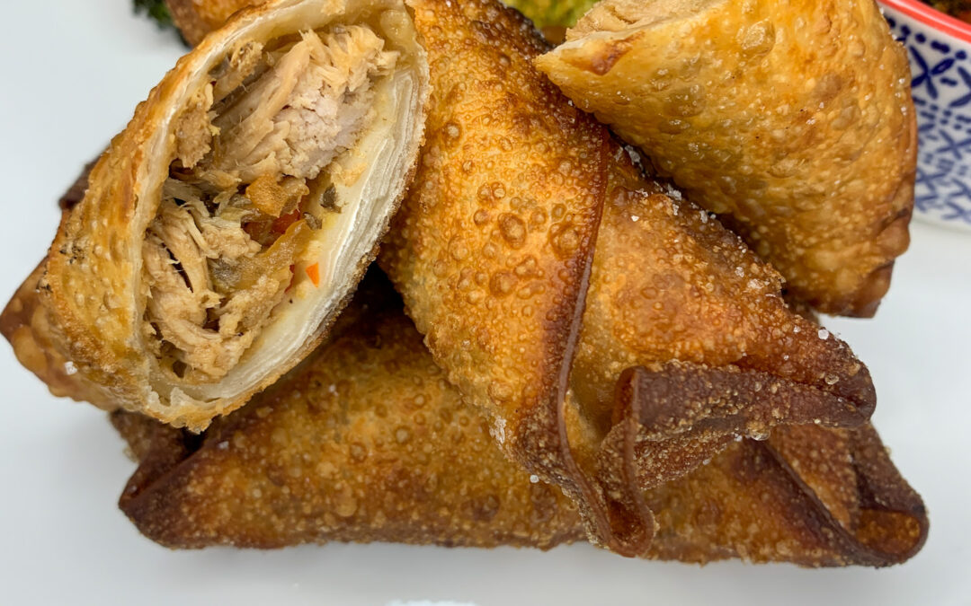 Pork & Portobello Egg Rolls with Sticky Ginger Garlic Soy Sauce